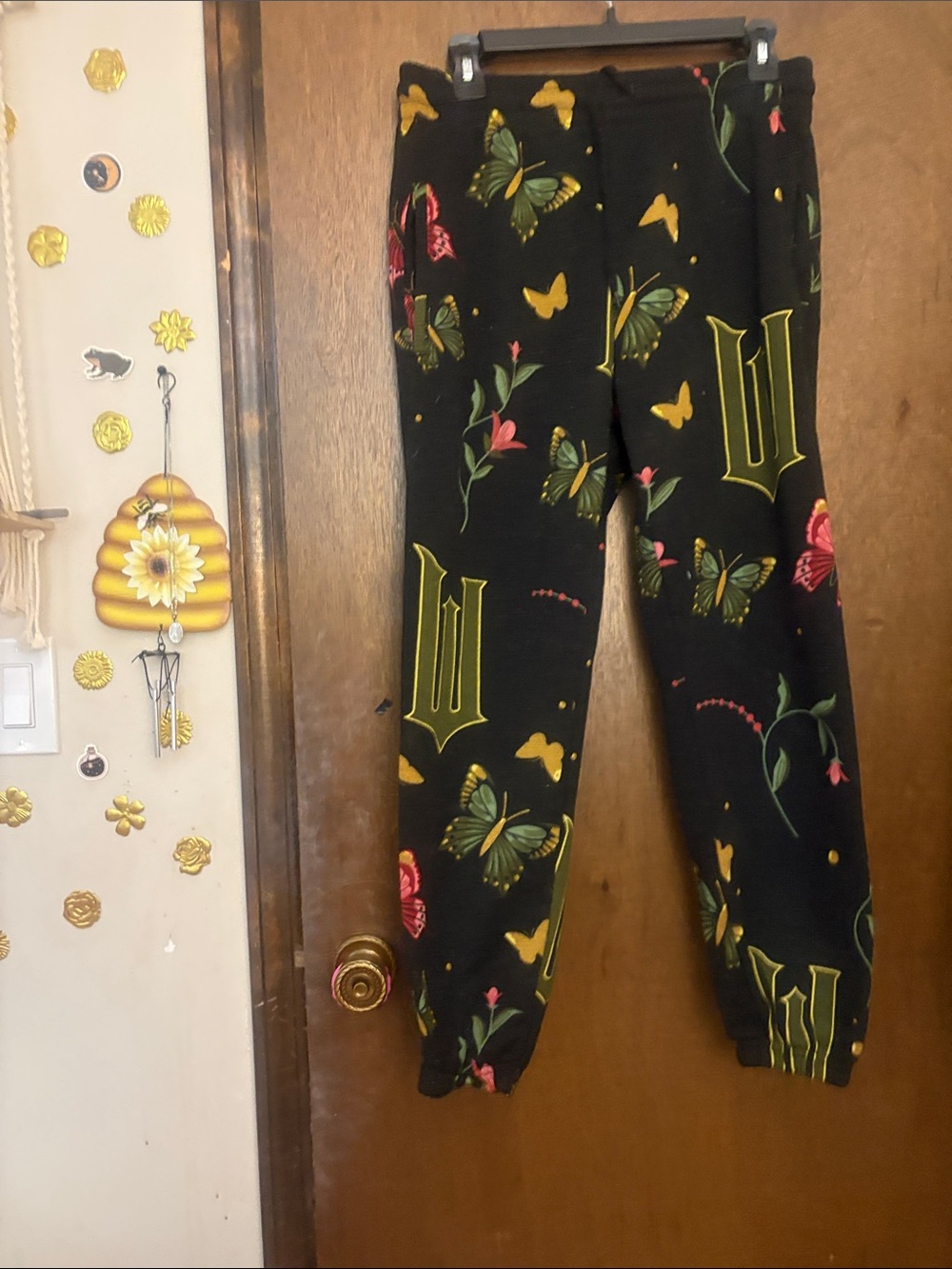 Black Butterfly & Floral Jogger Sweatpants
